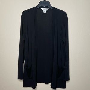 Misook Longline Black Open Cardigan